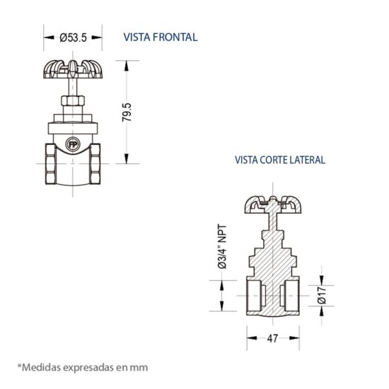 FP Accesorio valvula de compuerta 3/4" 01c107 | Samboro